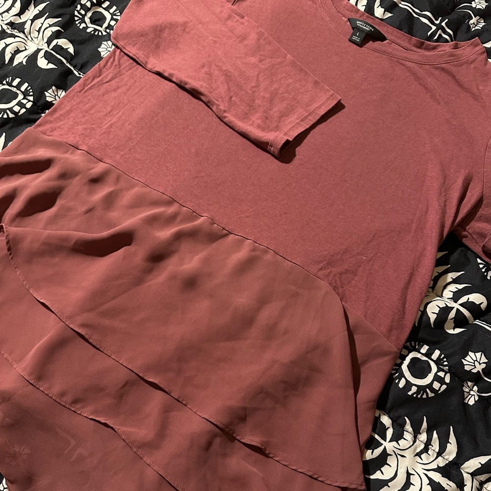 Vera Wang Elegant Mauve Layered Women's 3/4 Sleeve Blouse